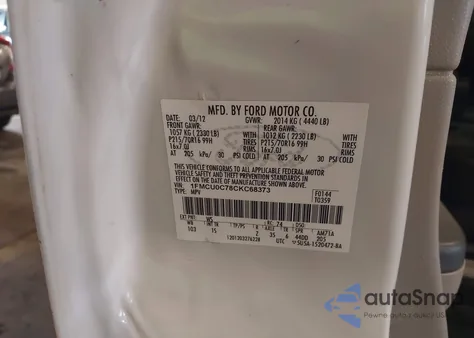 2012 Ford Escape Xls z USA, uszkodzony, nr VIN 1FMCU0C78CKC68373